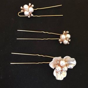 BHLDN Anthropologie pearl gold wedding hair pins